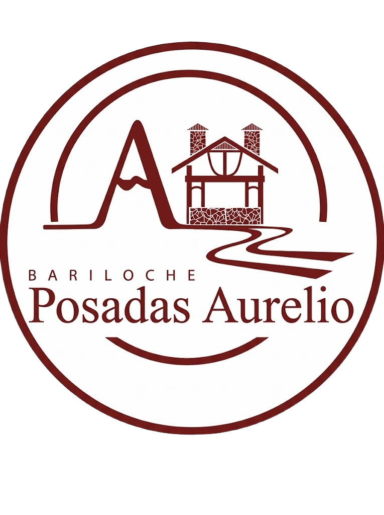 Usa esta nueva imagen del logotipo circular de Posadas Aurelio Bariloche. Conserva exactamente el arco, la cabaña, el camino, el texto y el círculo color bordó. Elimina únicamente el fondo de cuadrícula y el fondo blanco exterior, dejando transparente todo lo que esté fuera del logotipo; no modifiques el diseño ni las proporciones.